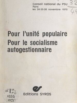 cover image of Pour l'unité populaire. Pour le socialisme autogestionnaire